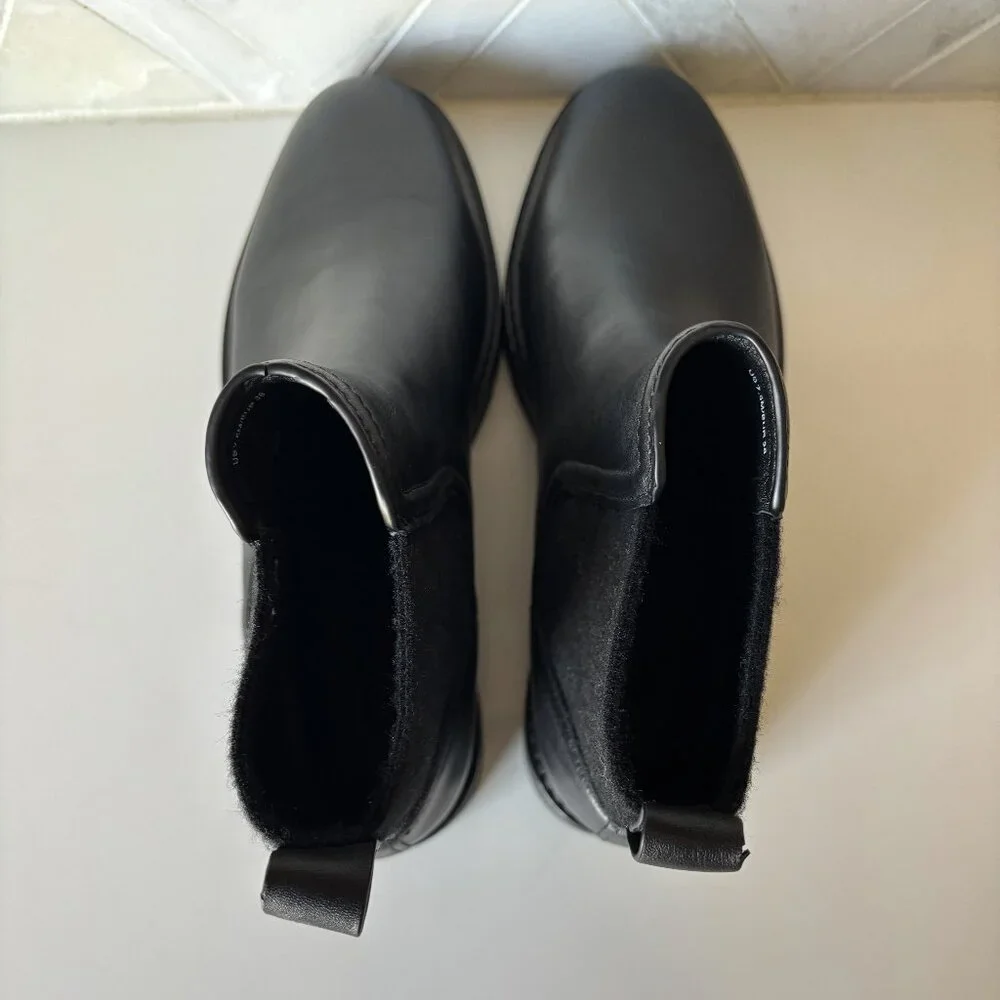 Vince Size 7.5M Black Wool Pull On Ankle Boot Rue Chelsea Boot Ankle Bootie - Picture 6 of 12